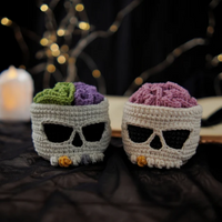 Halloween Decor, crochet coasters Brainy Skull Coaster set Crochet Pattern