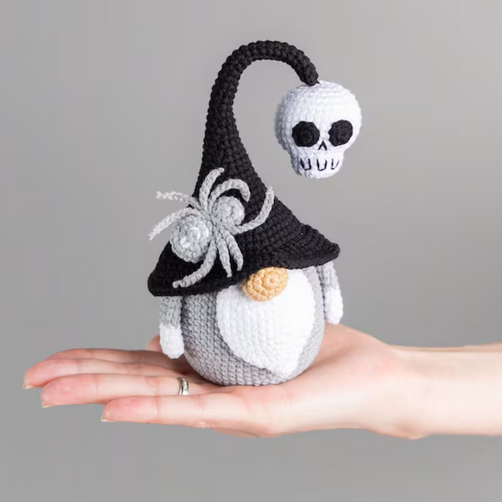 Halloween Gnome and skull crochet pattern, Crochet skeleton,