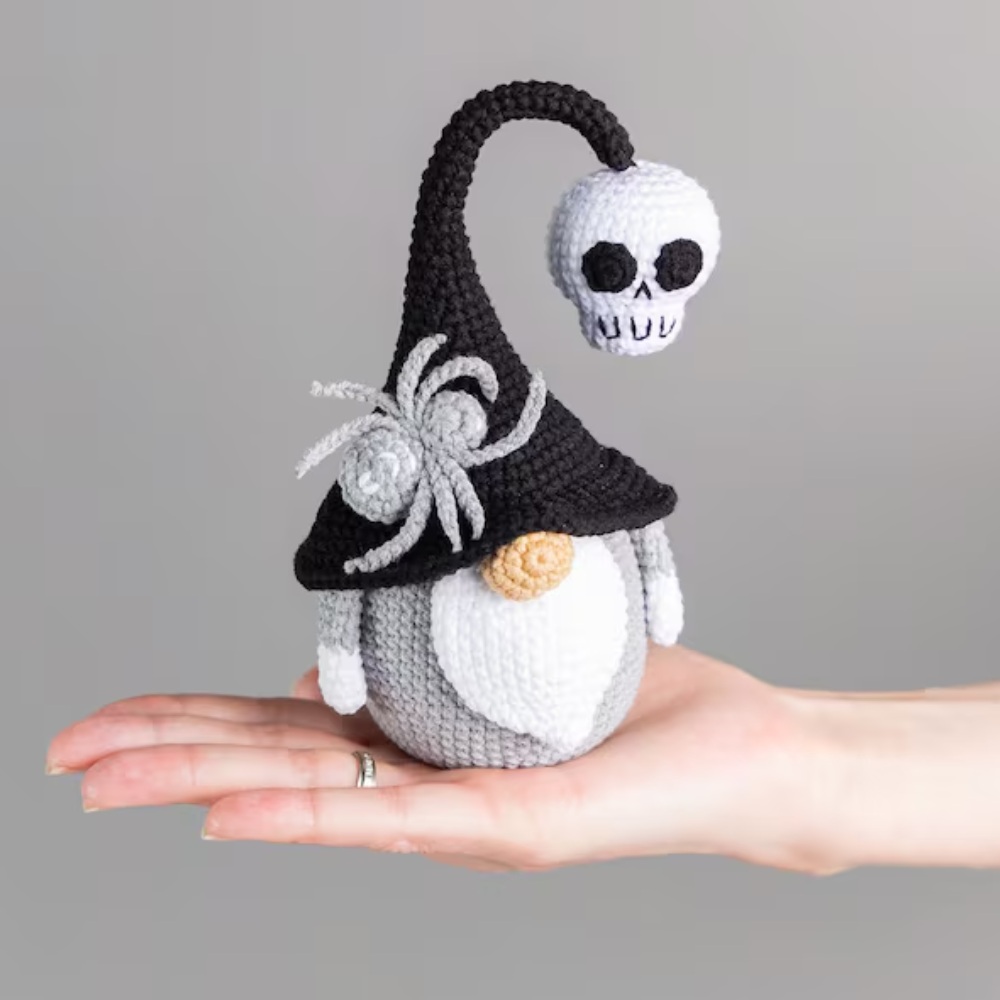 Halloween Gnome and skull crochet pattern, Crochet skeleton,