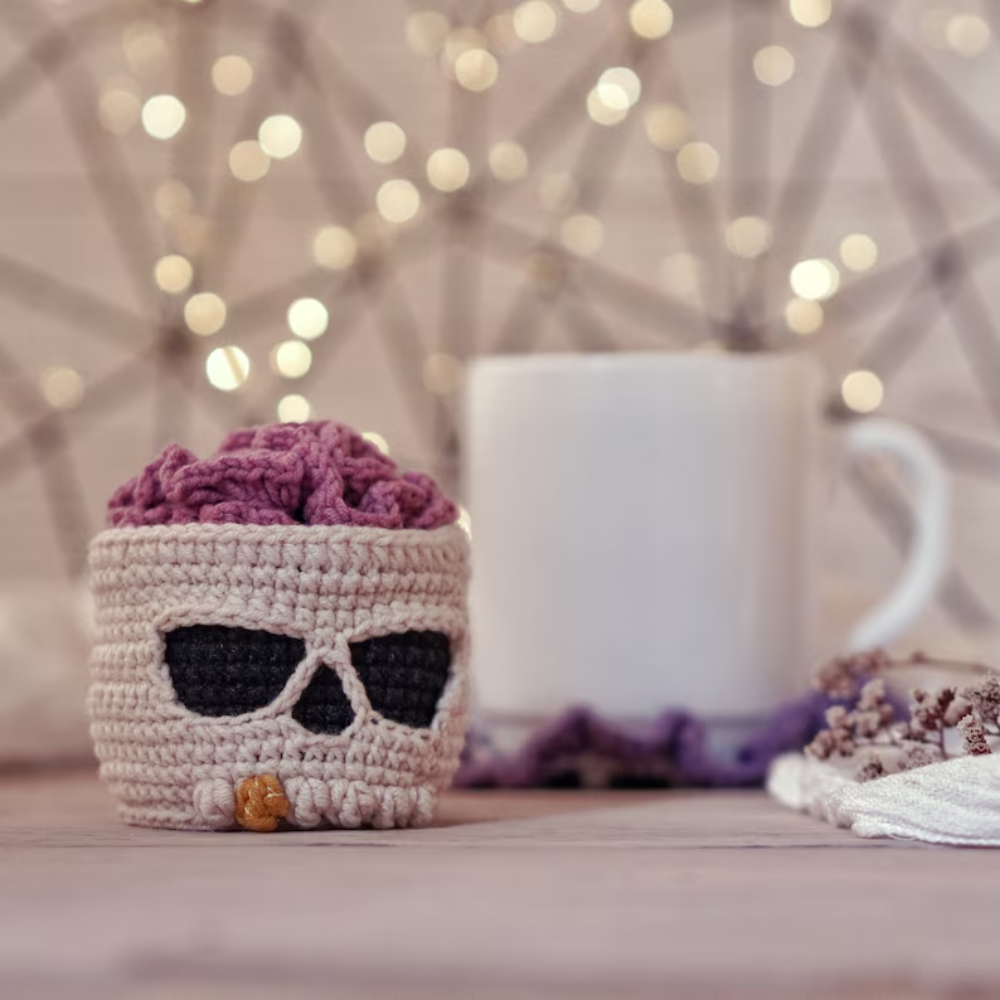 Halloween Decor, crochet coasters Brainy Skull Coaster set Crochet Pattern