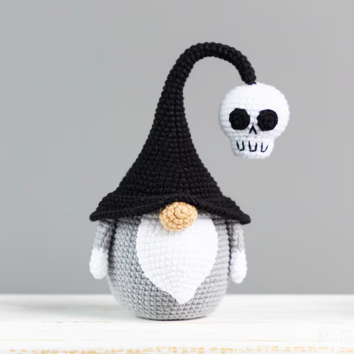 Halloween Gnome and skull crochet pattern, Crochet skeleton,