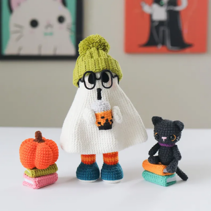 Halloween Ghost Crochet Pattern PDF – 4 in 1 Spooky Amigurumi Tutorial