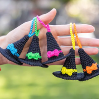 Crochet pattern Halloween witch hat keychain