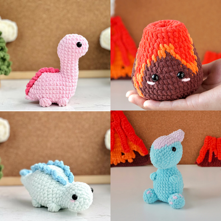 Dinosaur No-Sew Crochet Bundle, Amigurumi Crochet Pattern