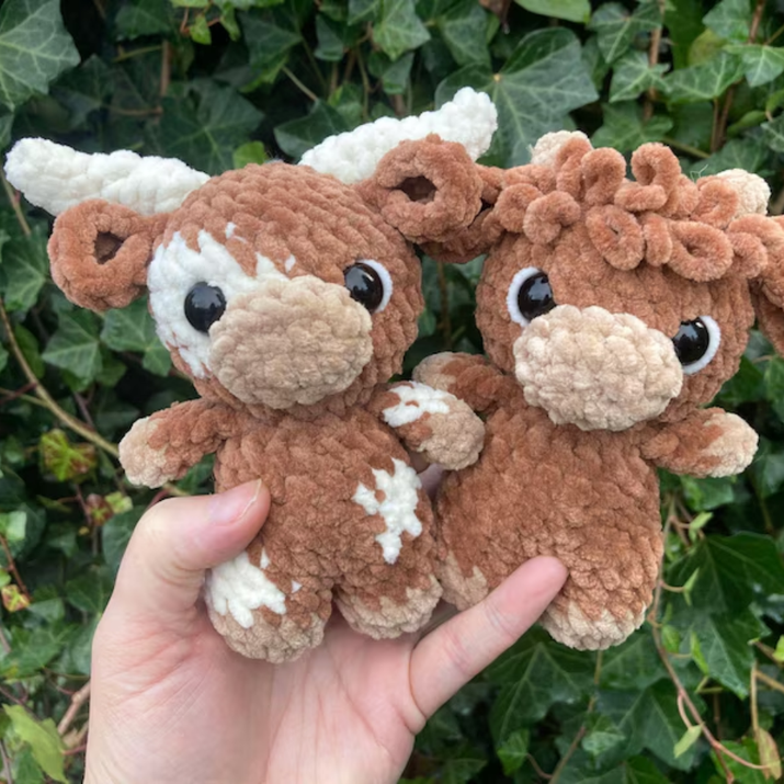 Baby cows TRIO pattern- baby longhorn, baby cow, baby highland