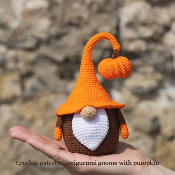 Crochet gnome and crochet pumpkin pattern