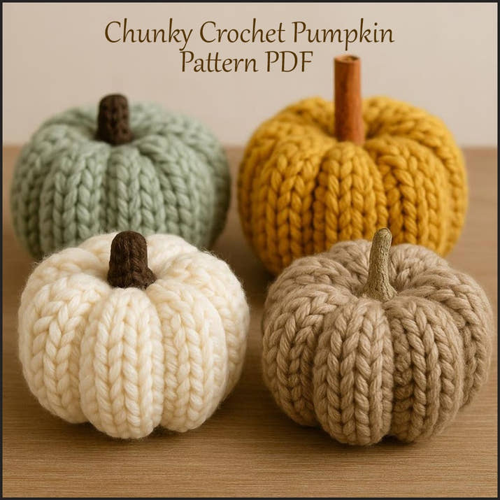 Crochet Pumpkin Pattern - Fall & Halloween Farmhouse Decor